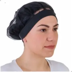 Touca de Rede Organza Com Aba de Cozinha Preta
