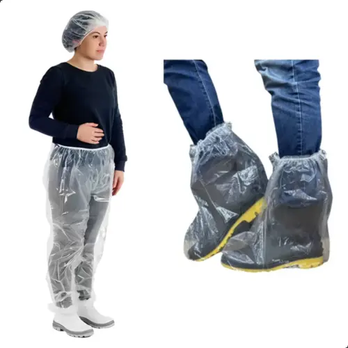 Calça Plástica Transparente com Bota Plástica Kit 20 Unidades