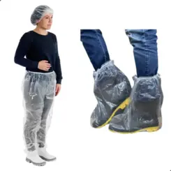 Calça Plástica Transparente com Bota Plástica Kit 20 Unidades