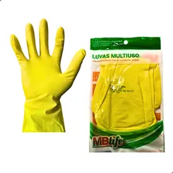 Luva de Latex Amarela Multiuso Mblife para Limpeza
