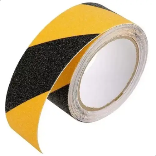 Fita Antiderrapante Adesiva Preta e Amarela 50mm x 5 Mt