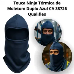 Touca Ninja Térmica de Moletom Duplo Azul CA 38726 Qualiflex