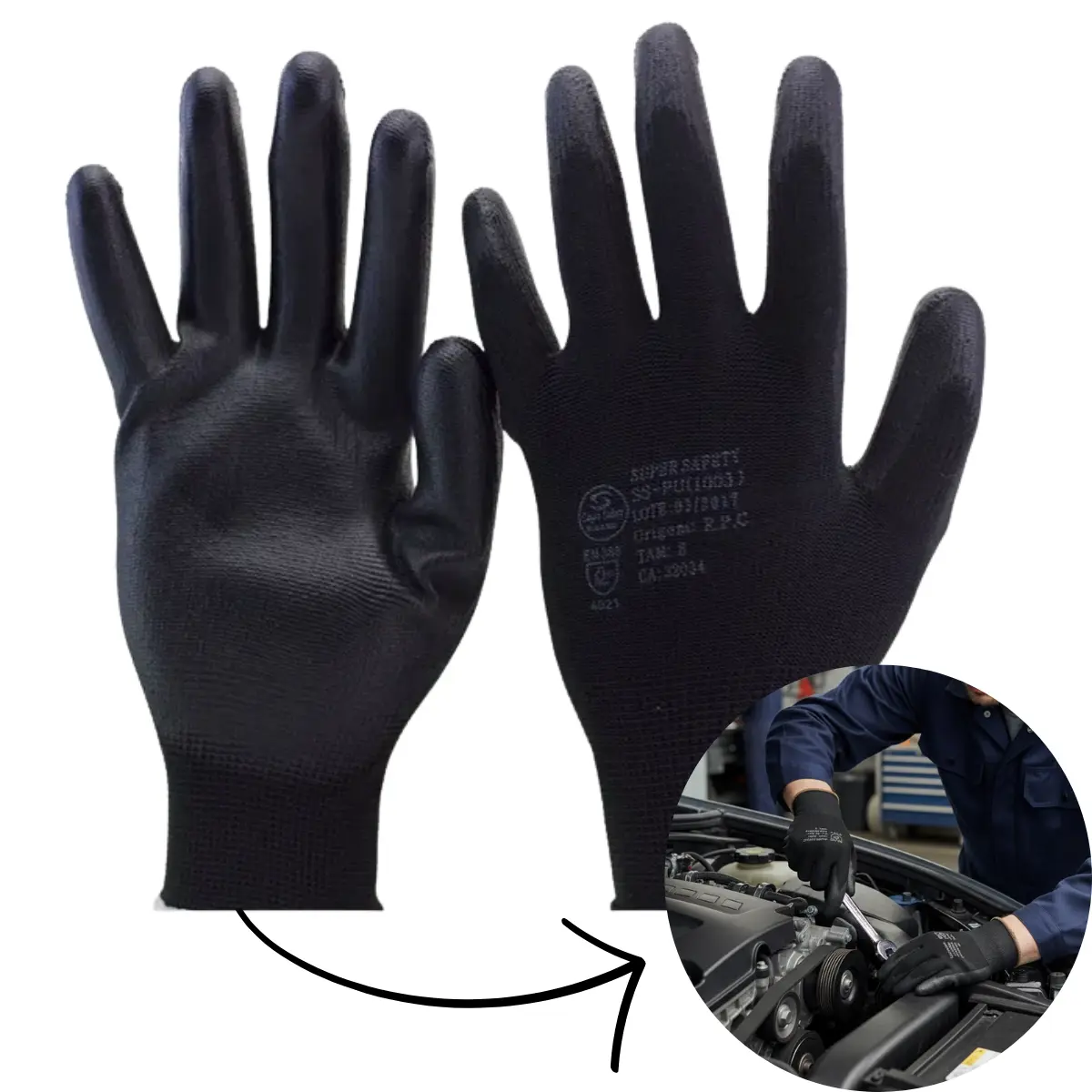 Luva Tátil Black em Pu CA 32034 Super Safety - PreveOeste