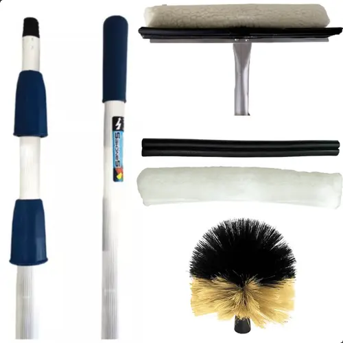 Cabo Extensor 6 Metros Vassoura Limpa Teto Rodo 35cm + Refil Lã e Borracha