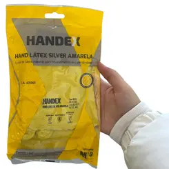 Luva Látex Antiderrapante Silver Amarela CA 47061