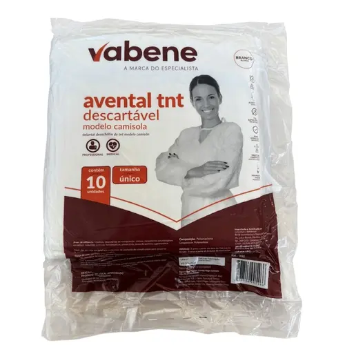 Avental Tnt Branco Manga Longa 130x100cm Vabene